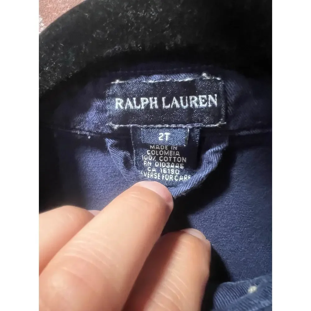 Vintage Polo Ralph Lauren Toddler Boys 2T Harrington Jacket Navy Blue Cotton